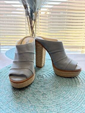 BCBGeneration Cecely Denim Espadrille Platform Mules - Blue